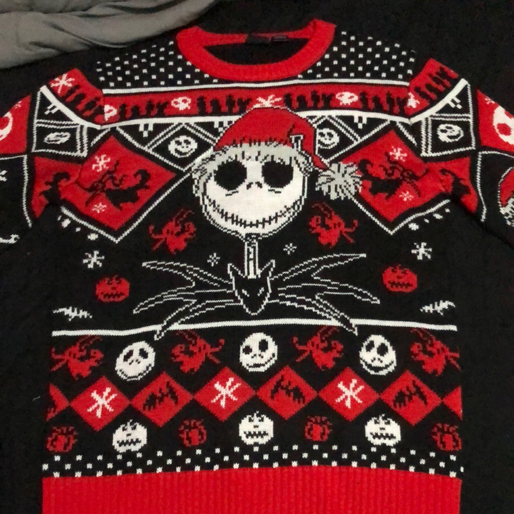 Disney Red and Black Crewneck Halloween Sweater